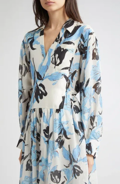 3.1 Phillip Lim Joyful Tulips Long-sleeve Shirt Dress With Waist Tie