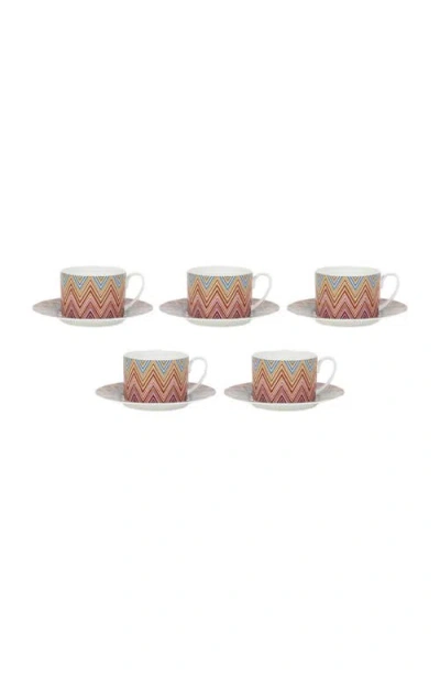 Missoni Home Zigzag Jarris Set Of 6 Tea Cups & Saucers In Multi