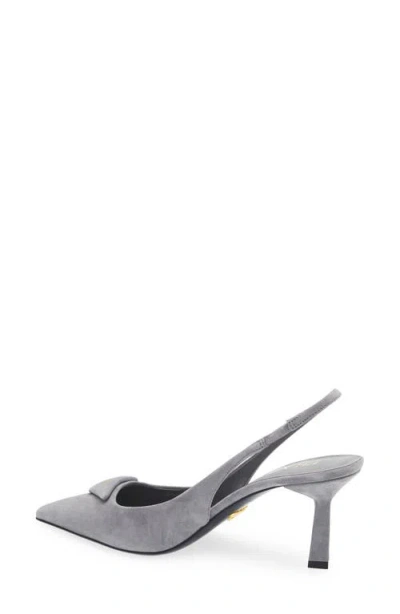 Prada Brushed Leather Slingback Pumps In Gray