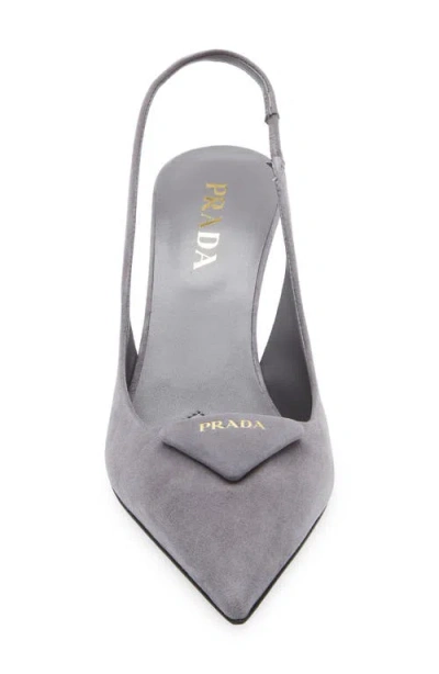 Prada Brushed Leather Slingback Pumps In Gray