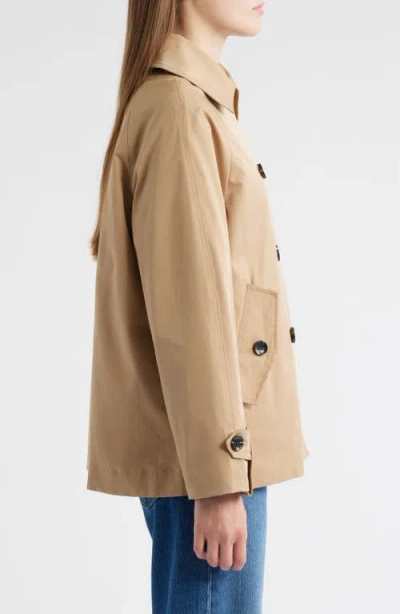 Bcbg Double Breasted Short Trench Coat In Brown