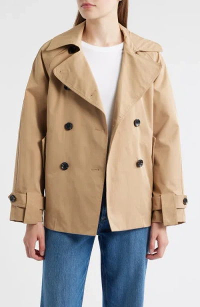 Bcbg Double Breasted Short Trench Coat In Brown