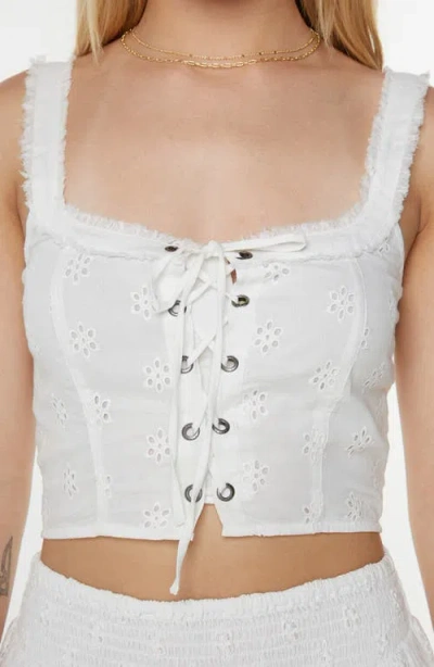Roxy Juniors' Hazel Cotton Eyelet Corset Top In White