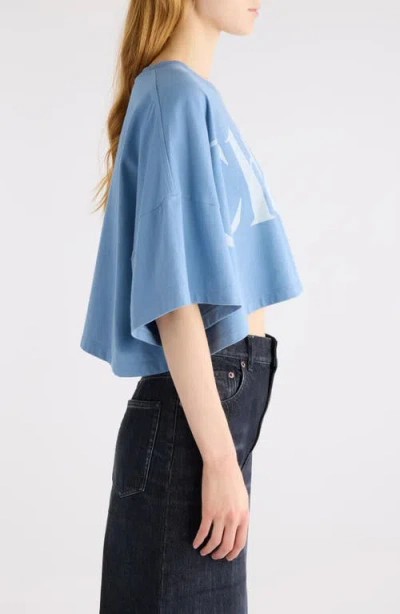 Chloé Cotton Jersey Logo Crop T-shirt In Blue
