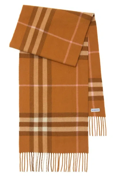 Burberry Womens Squash Check-print Cashmere Scarf In Brown