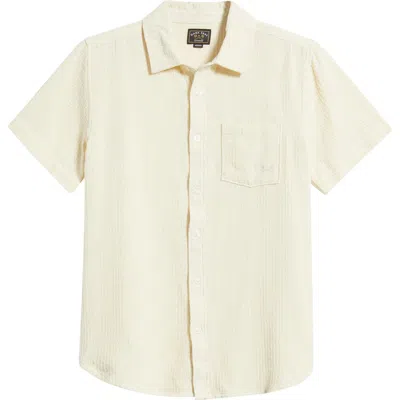 Dark Seas Textured Short Sleeve Cotton Button-up Shirt In Yellow