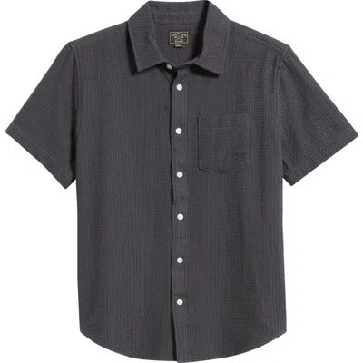 Dark Seas Textured Short Sleeve Cotton Button-up Shirt In Gray