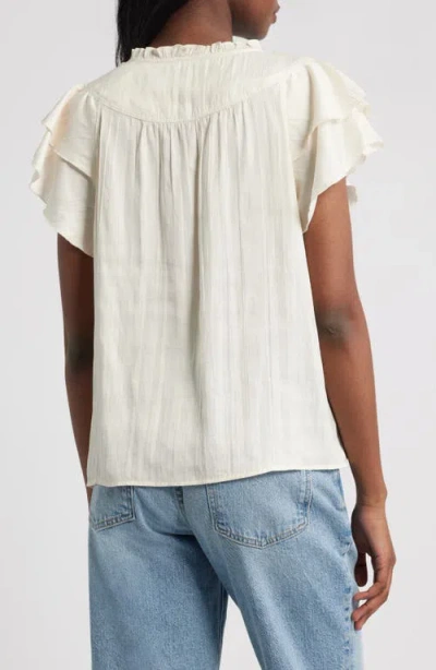 Rails Calista Floral Flutter Sleeve Top In White