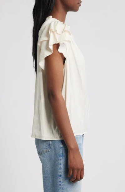 Rails Calista Floral Flutter Sleeve Top In White