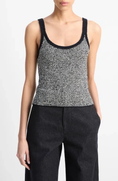 Vince Textured Microstripe Sweater In Black