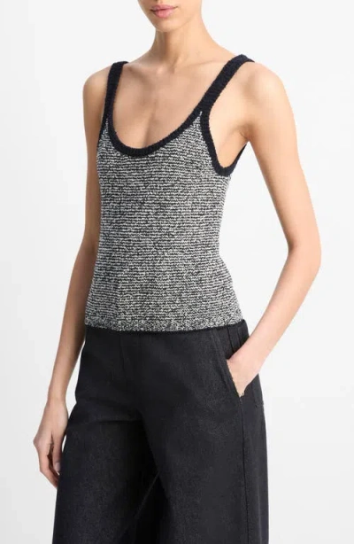 Vince Textured Microstripe Sweater In Black