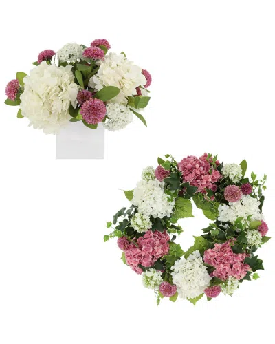 Creative Displays 24in Spring Wreath & Centerpiece With Dahlias & Hydrangeas In Multi