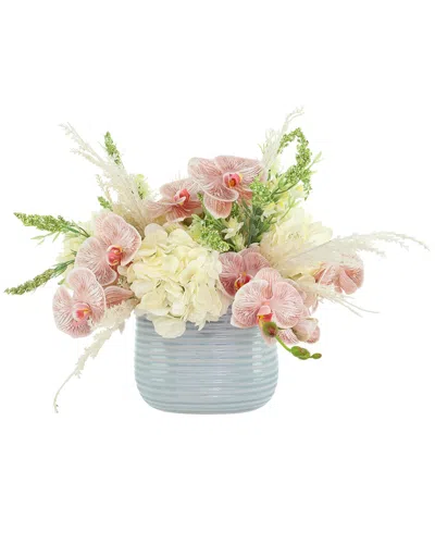 Creative Displays Hydrangea, Heather & Orchids Arranged In Ceramic Vase