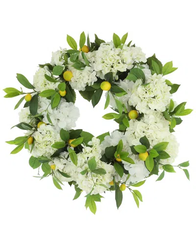 Creative Displays 22in Spring Wreath With Hydrangeas & Lemons In Multi