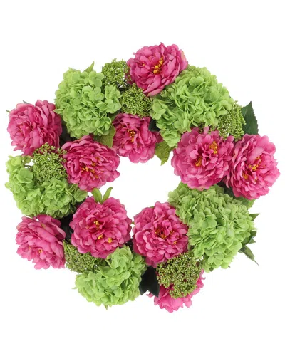 Creative Displays 24in Real-touch Hydrangea Wreath With Peonies & Sedum In Multi