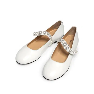 Mach&mach Mach & Mach Sirene Faux-pearl Embellished Ballerina Flats In White