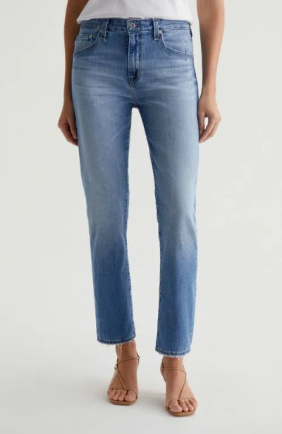 Ag Mari Raw Hem Slim Straight Leg Crop Jeans In Blue