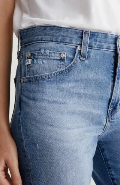 Ag Mari Raw Hem Slim Straight Leg Crop Jeans In Blue