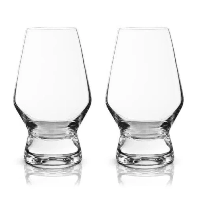 Viski Raye Crystal Footed Scotch Glasses Set Of 2 In Transparent