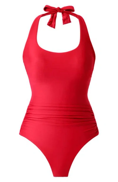 Miraclesuit ® Rock Solid Utopia One-piece Halter Swimsuit In Red