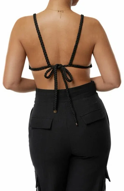 Jluxlabel Sofia Braided Crop Top In Black