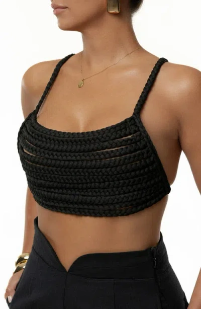 Jluxlabel Sofia Braided Crop Top In Black