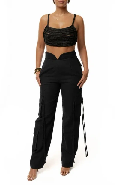 Jluxlabel Sofia Braided Crop Top In Black