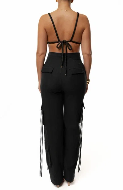 Jluxlabel Sofia Braided Crop Top In Black