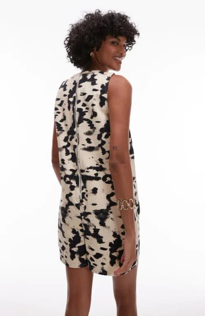 Topshop Animal Print Cotton Romper In Black