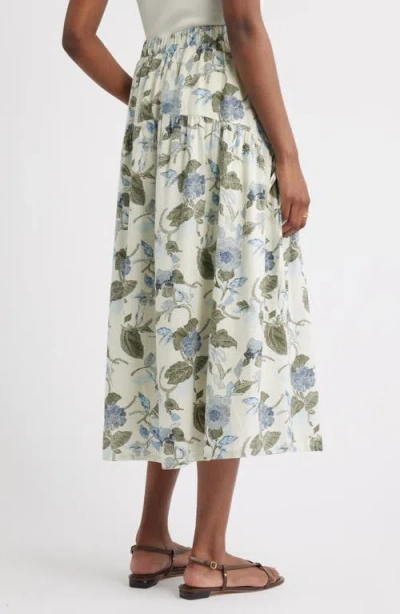 Treasure & Bond Tiered Drop Waist Linen Blend Midi Skirt In Gray