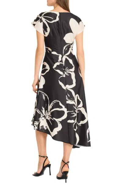 Maggy London Asymmetric Hem Midi Dress In Black