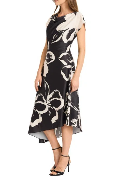 Maggy London Asymmetric Hem Midi Dress In Black