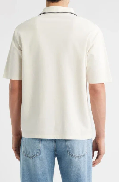 Frame Mens Striped Collar Regular-fit Pique Polo Top White Sand