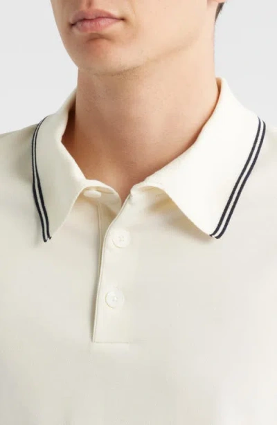 Frame Mens Striped Collar Regular-fit Pique Polo Top White Sand