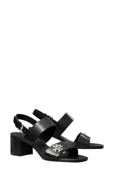 Tory Burch T-lock Leather Block-heel Sandals In Black