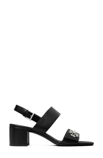 Tory Burch T-lock Leather Block-heel Sandals In Black