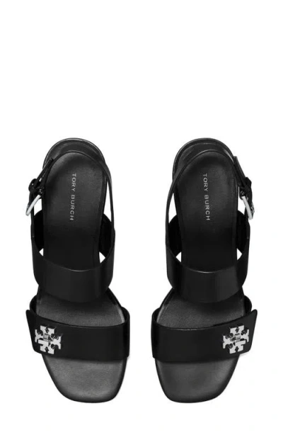 Tory Burch T-lock Leather Block-heel Sandals In Black