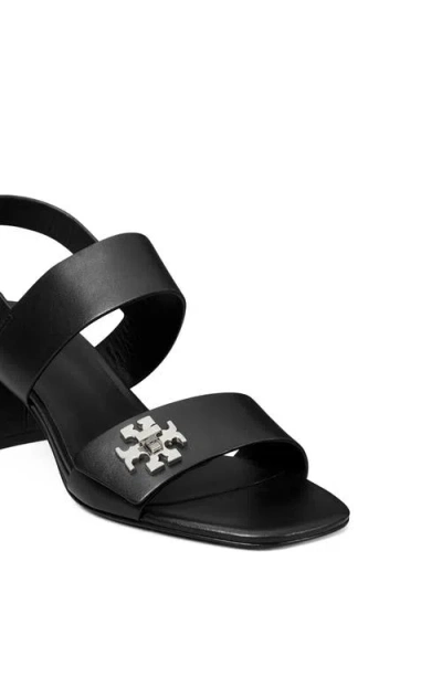 Tory Burch T-lock Leather Block-heel Sandals In Black