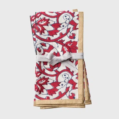 Joanna Buchanan Joyful Block Print Napkin, Set Of Two In Red
