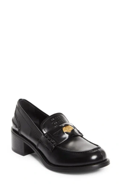 Miu Miu Women's Leather Loafers In Black