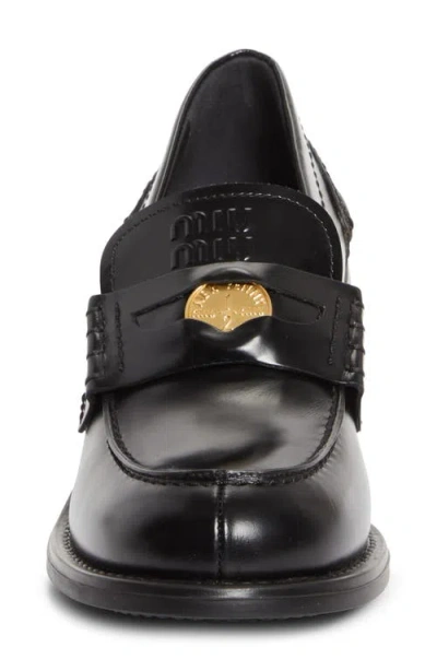 Miu Miu Women's Leather Loafers In Black