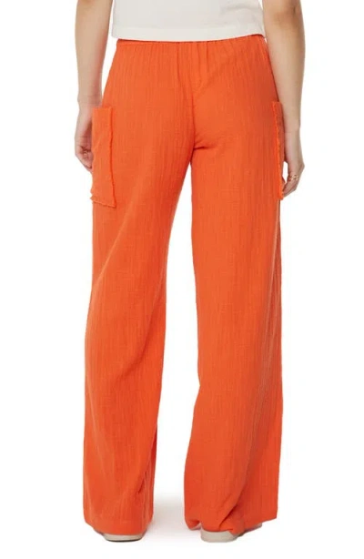 Roxy Juniors' Sea Goldie Wide-leg Cotton Pants In Orange
