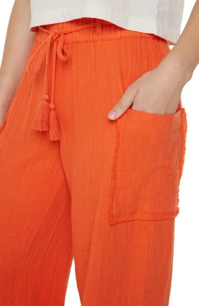 Roxy Juniors' Sea Goldie Wide-leg Cotton Pants In Orange