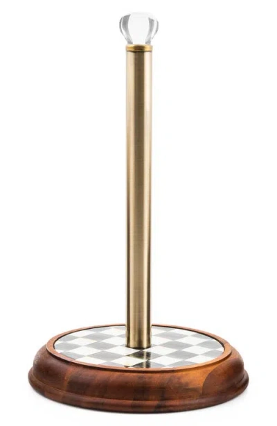 Mackenzie-childs Mackenzie Childs Courtly Check Wood Paper Towel Holder In Gold