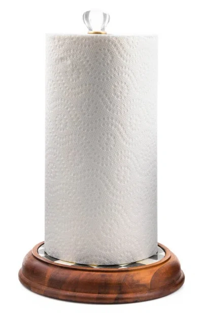 Mackenzie-childs Mackenzie Childs Courtly Check Wood Paper Towel Holder In Gold