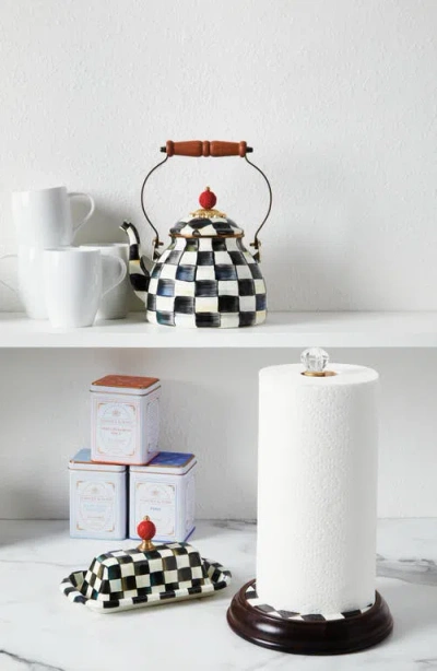 Mackenzie-childs Mackenzie Childs Courtly Check Wood Paper Towel Holder In Gold