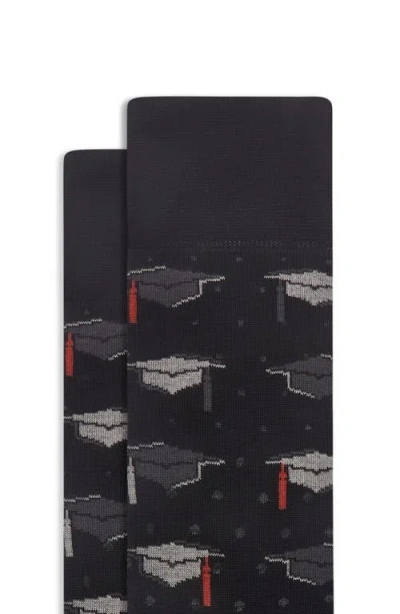 Bugatchi Mortarboard Mercerized Cotton Blend Dress Socks In Black