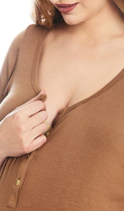 Everly Grey Carolyn During & After 4-piece Maternity/nursing Sleep Set In Neutral