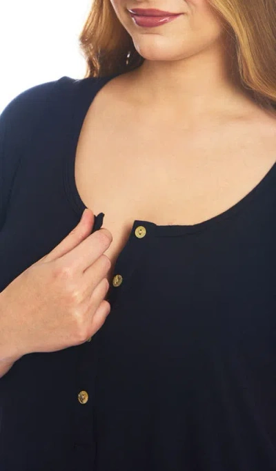 Everly Grey Carolyn During & After 4-piece Maternity/nursing Sleep Set In Gray