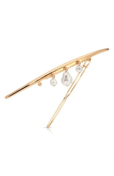 Ettika Mermaid Cultivated Pearl Barrette In Gold